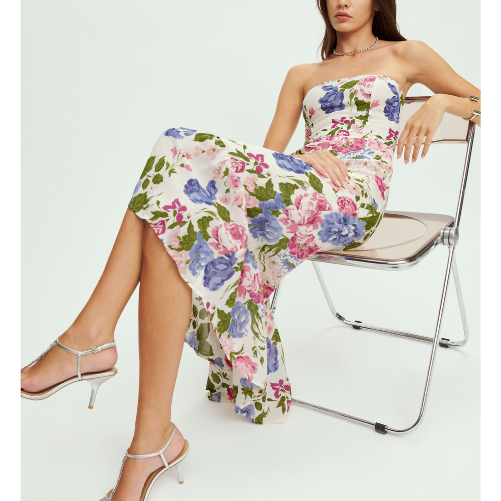 Reformation Floral Strapless Dress - Pink, Blue, Green